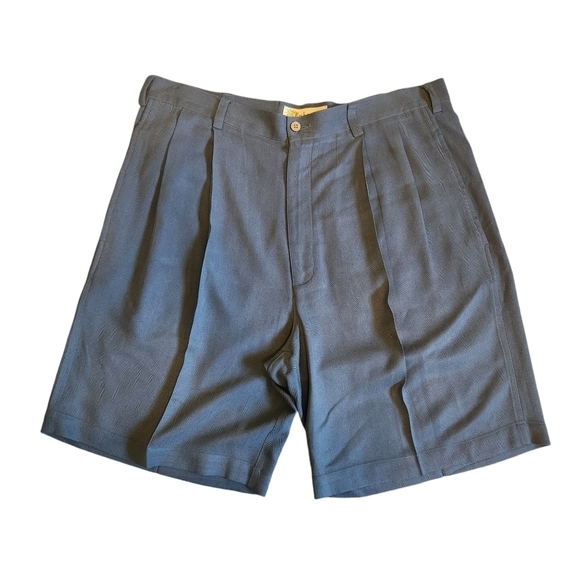 EUC MENS CUBAVERA SILK PLEATED BLUE DRESS/CASUAL SHORTS SIZE 36 - Picture 1 of 8
